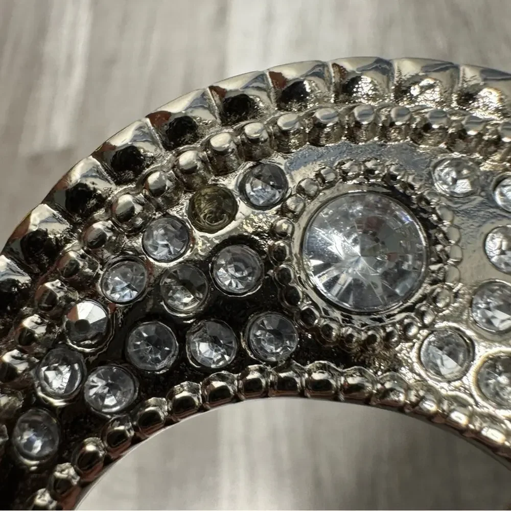 Western Belt Rhinestone Bling Brown Leather Rodeo Buckle Cowgirl Small